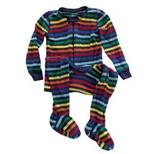Kids Striped Organic Cotton Footed Pajamas Primary